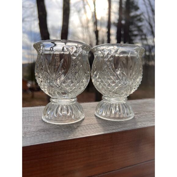 Fostoria Tulip Clear Fire Candle Holders -set of 2 - Picture 12 of 12